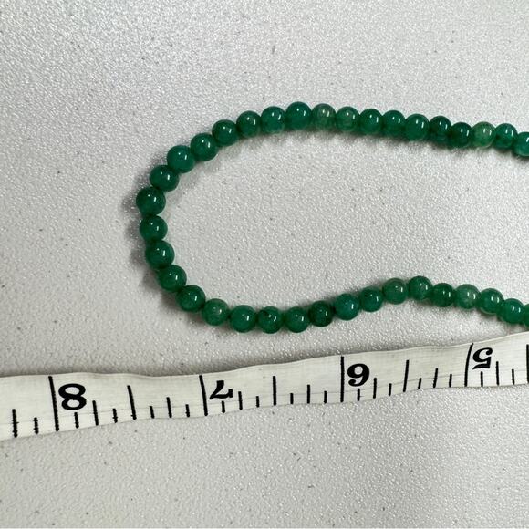 Vintage Jade Beaded Necklace Barrel Clasp 7in Green - Picture 3 of 6